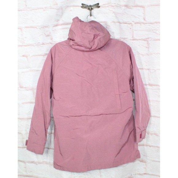 Vintage LL Bean Pink Nylon Lined Hooded Snaps Button Jacket Size L - Picture 4 of 9